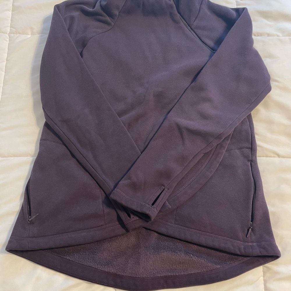 Athleta cozy karma asym pullover in deep crocus violet